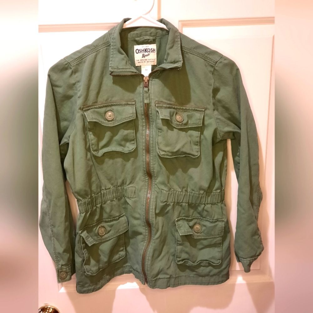 Oshkosh Girls Spring Jacket size 14 Olive Green